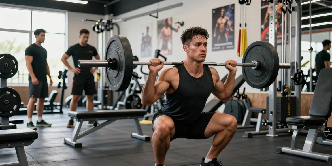 Kraftsportler trainiert im Anabolika Shop Deutschland Fitnessstudio und zeigt Stärke und Entschlossenheit in einer dynamischen Fitnessumgebung.