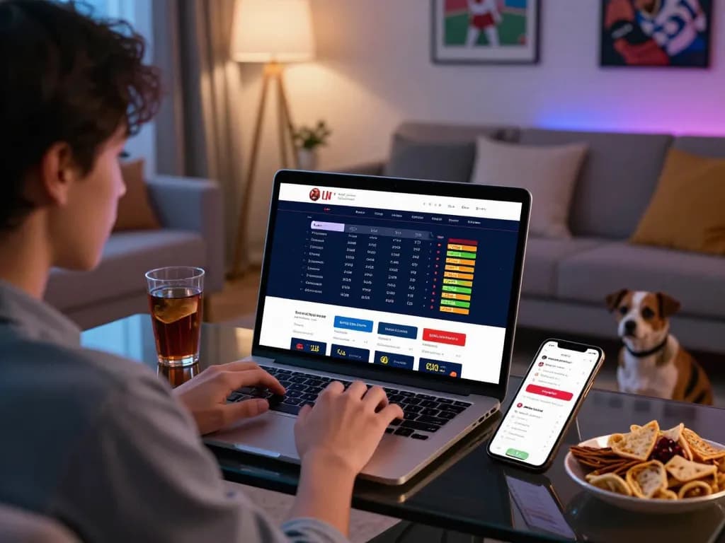 Interactive bong99 betting interface showcasing online gambling experience in a cozy living room.