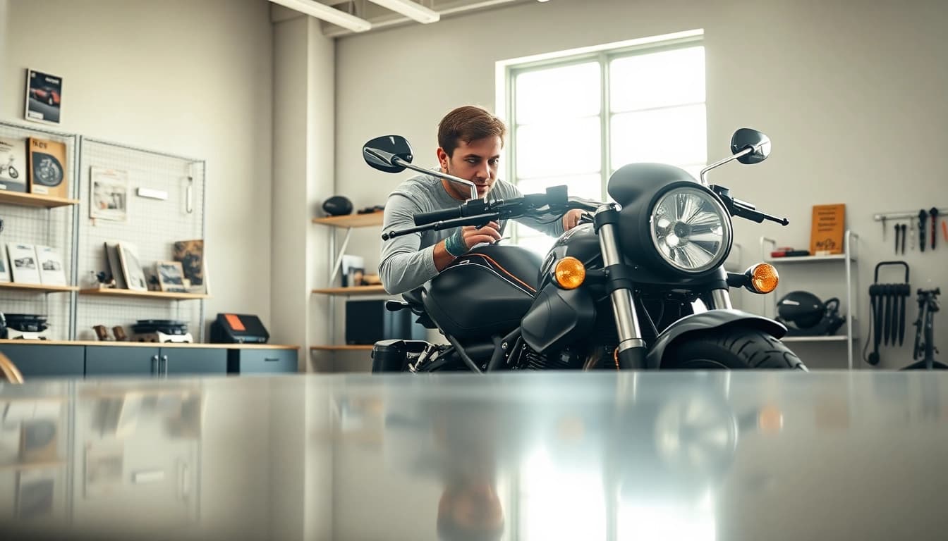 Dokumentation einer Motorradgutachten Augsburg durch einen Experten im Büro.