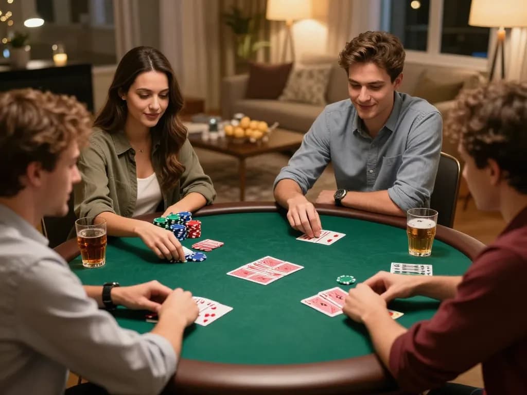Social poker night on the Trang chủ F8bet, with friends engaged in strategy and excitement.