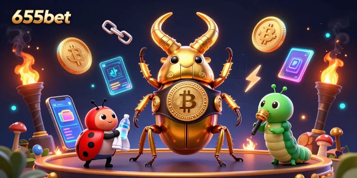 Experience 655bet's dynamic gaming scene with a vibrant, cartoonish 3D showdown.