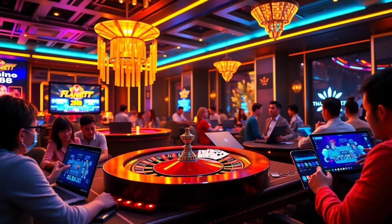 Experience the thrill of online gambling with xocdia88, featuring poker chips and a vibrant casino interface.