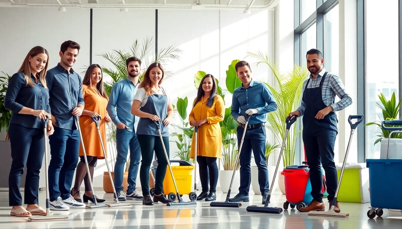 Effektive Gebäudereinigung Ulm durch professionelle Reinigungsteam in modernem Büro.