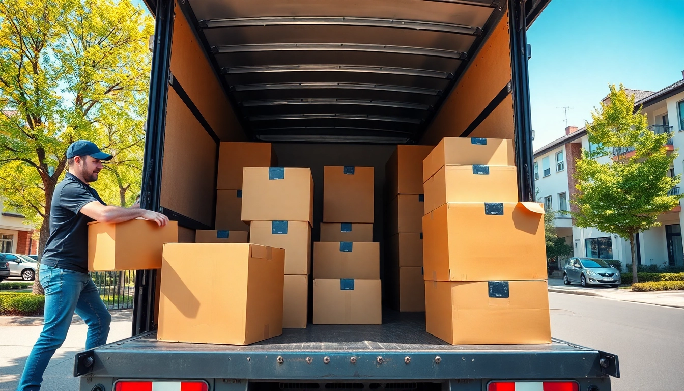 Umzugsunternehmen Darmstadt - Umzugshelfer effizient Möbel und Kartons verladen