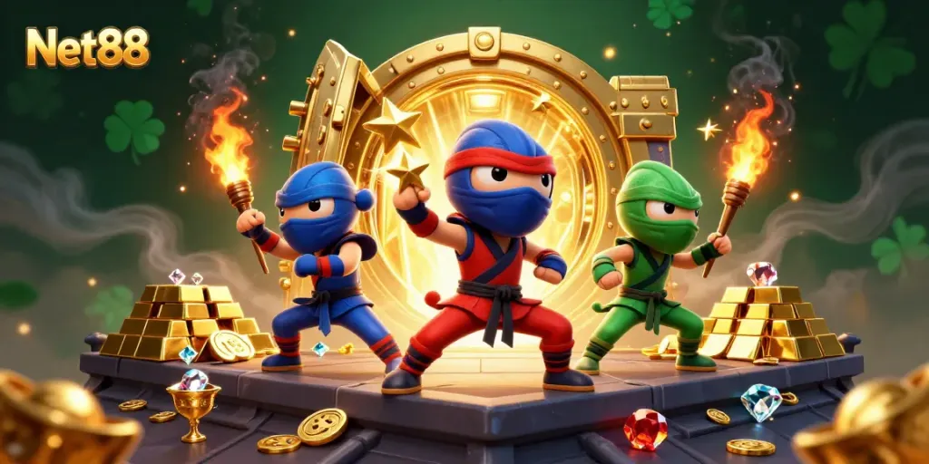 Players spin to win at Net88, combining luck with synchronized martial arts action and lavish casino treasures.