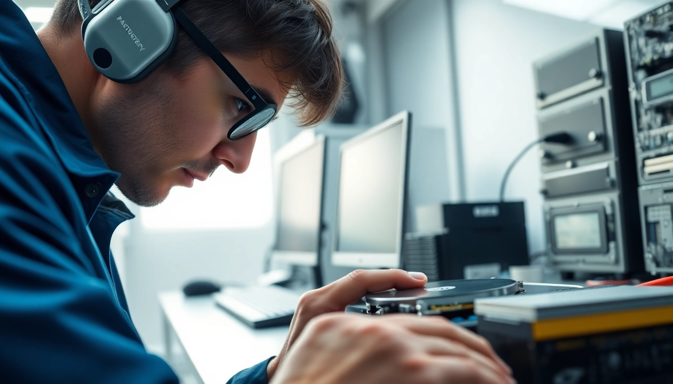 festplattenrettung wien durch einen professionellen Techniker in einem modernen Labor.