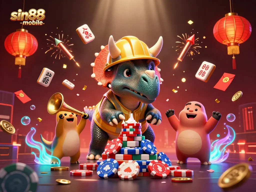 Join the fun at sin88-mobile with a vibrant casino scene featuring playful characters and exciting game elements.