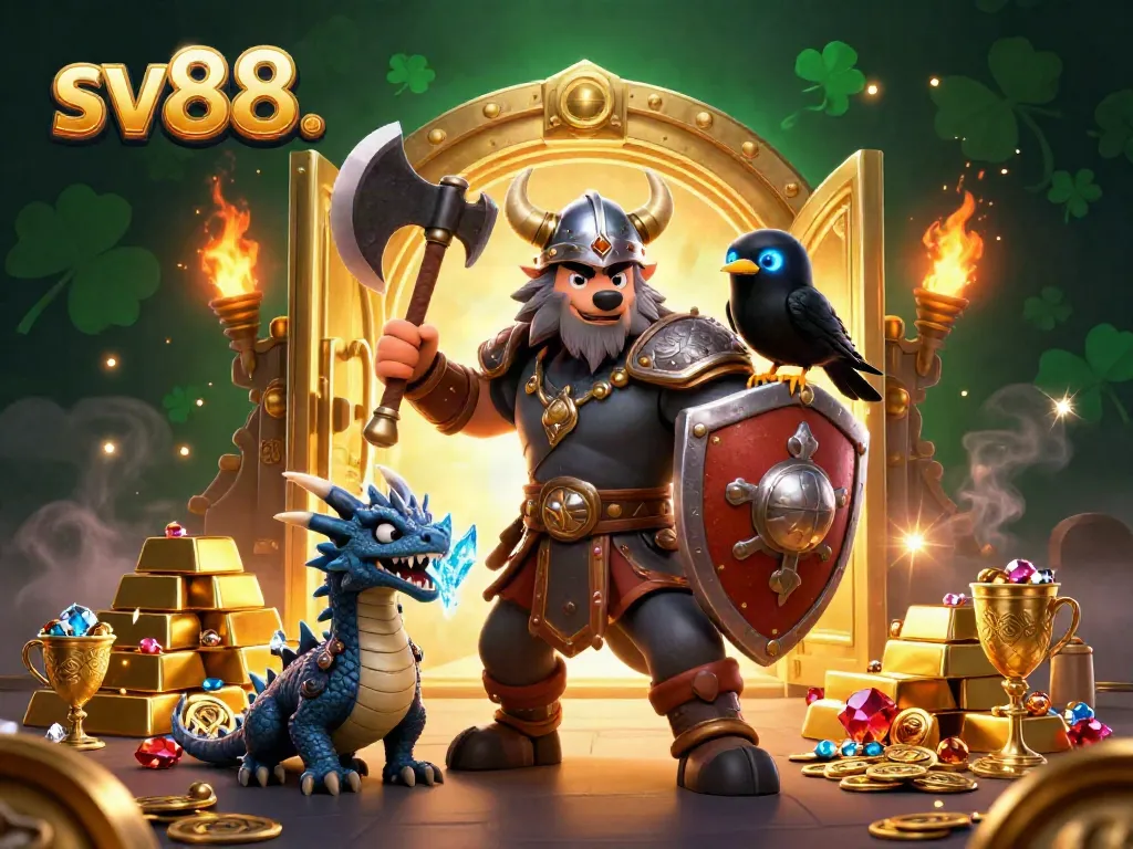 Experience thrilling adventures with sv88 as a Viking warrior battles alongside magical creatures in a vivid casino realm.