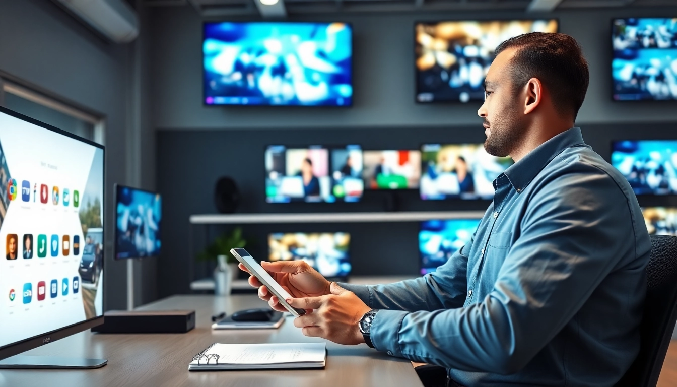 Iptv Anbieter präsentiert innovative Streaming-Dienste in moderner Büroatmosphäre.