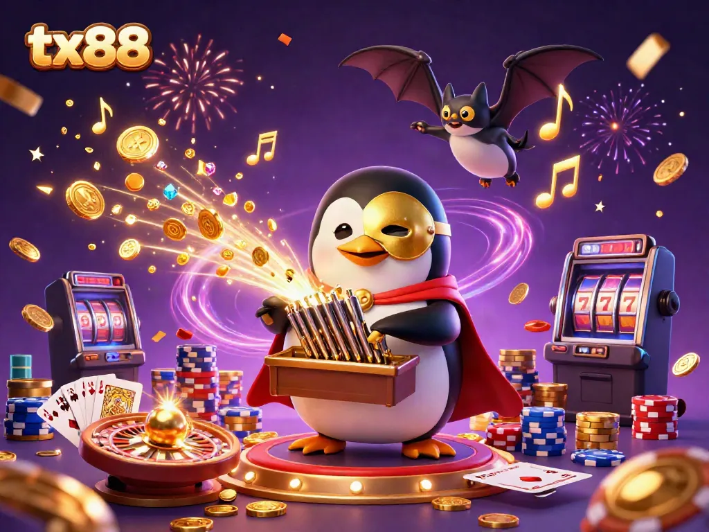 Experience the excitement of tx88 online casino with golden coins and vibrant characters in action.