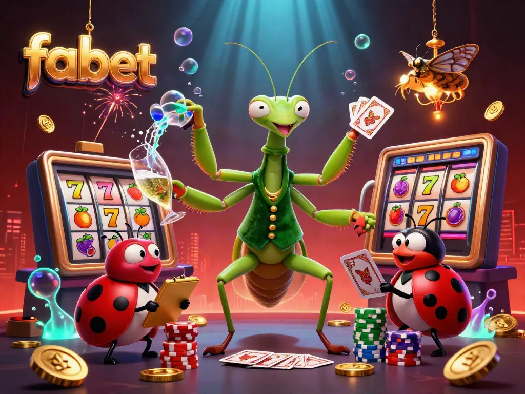 Experience the excitement of fabet with a vibrant 3D illustration showcasing a lively casino scene full of dynamic elements.