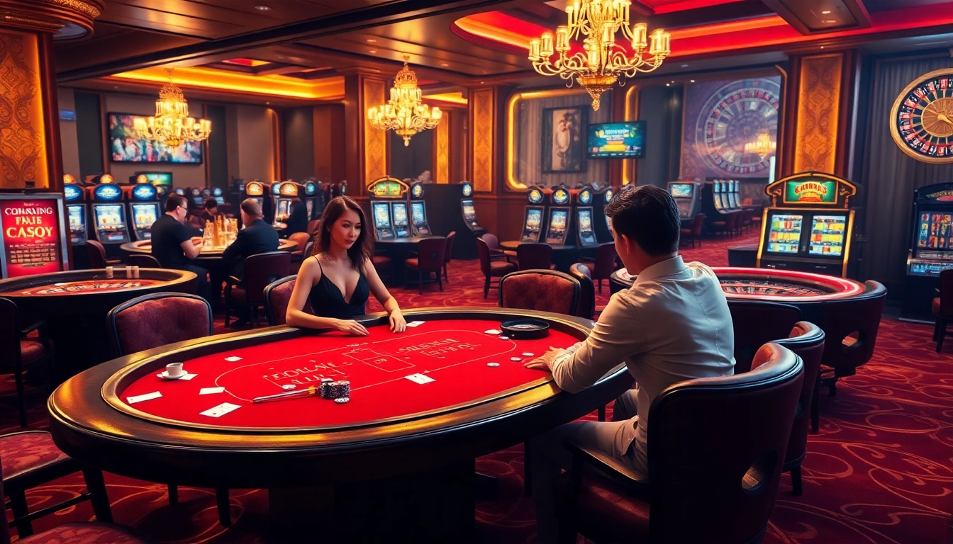 Players engaged in intense poker gameplay at https://fa88.exchange/ with stylish casino elements.