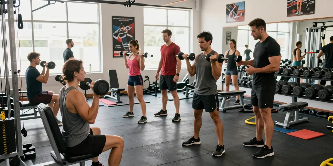 Anabolika Shop: Fitness-Enthusiasten im modernen Gym, die sich über anabole Steroide für Muskelaufbau beraten.