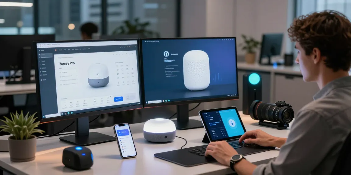 Homey Pro 2026 Test setup showcasing smart home control features and devices