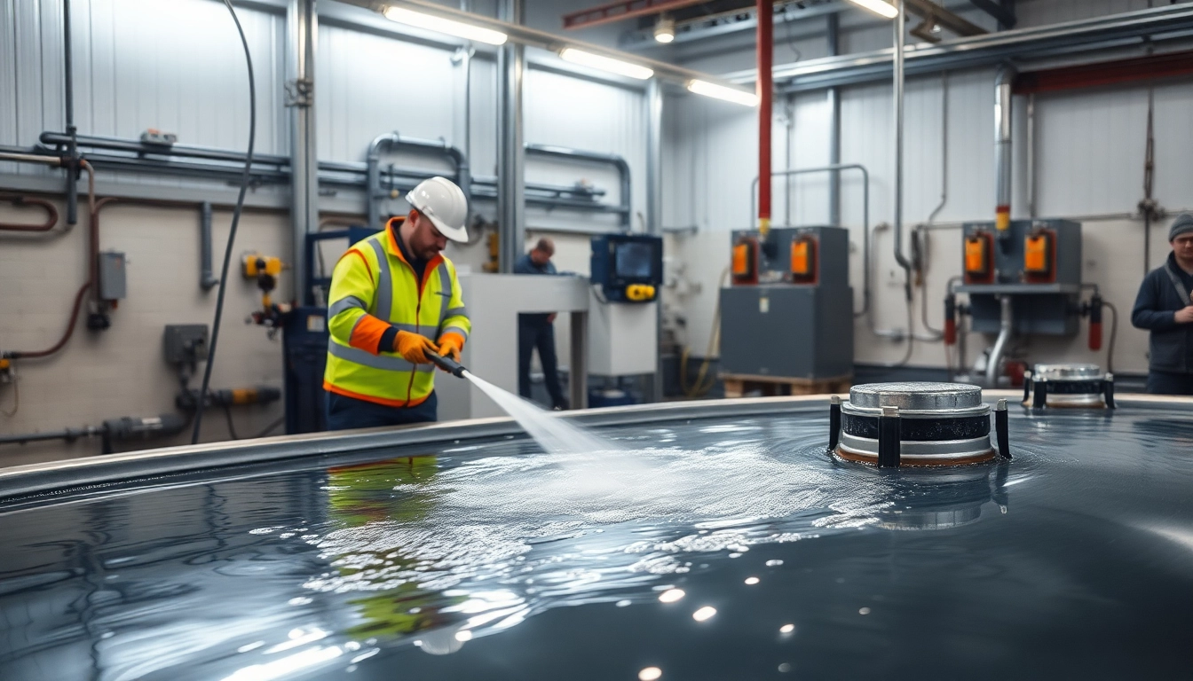 Professionelles Team reinigt einen Tank während der Tankreinigung im industriellen Bereich.