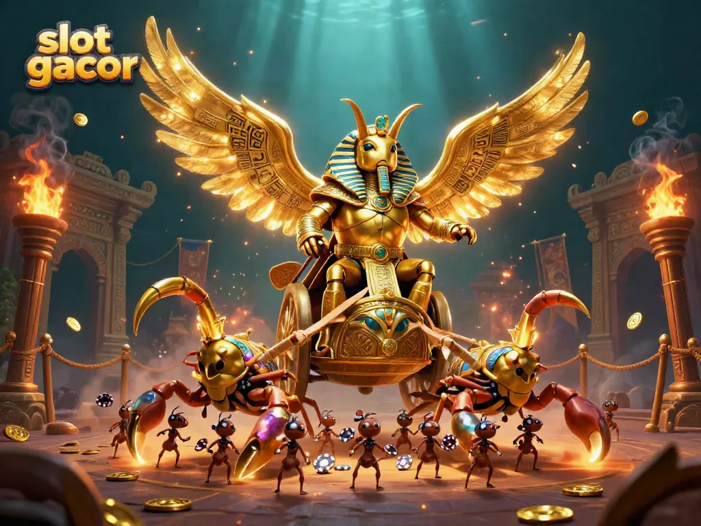 Experience the thrills at slot gacor with dynamic 3D illustration of casino games and characters.