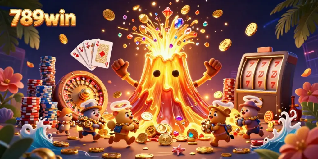 Win big at 789win with vibrant gaming imagery full of treasures and excitement.