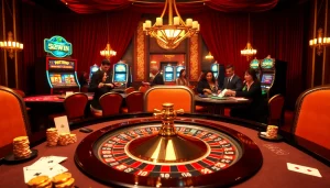 Experience the thrill of 52WIN with vibrant casino visuals showcasing roulette and poker action.