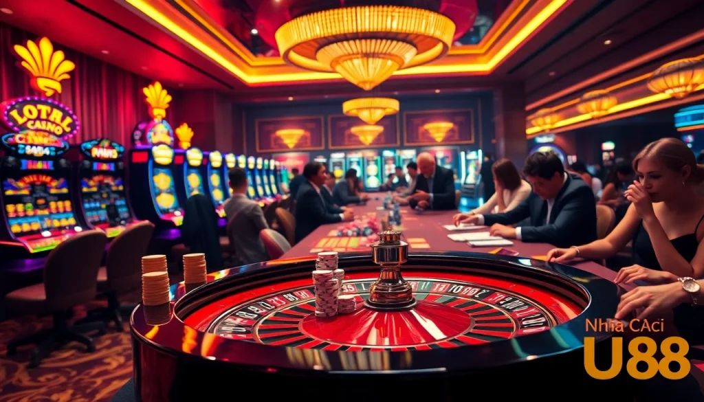 Players enjoying the vibrant table games at Nhà Cái UU88 casino environment.