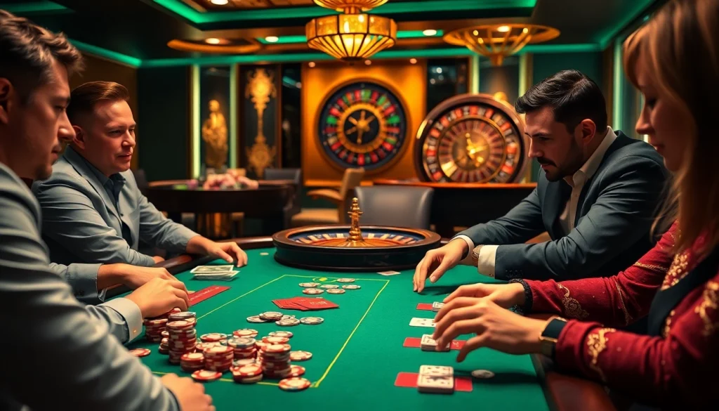Experience the excitement of high-stakes poker at https://topclub.site/ with players, chips, and cards.