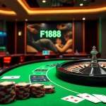 Experience the thrill of F168 casino gaming with vibrant poker chips and roulette.