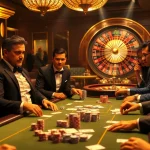 Experience the thrill of professional gambling at DU388 with players engaged at a vibrant poker table.