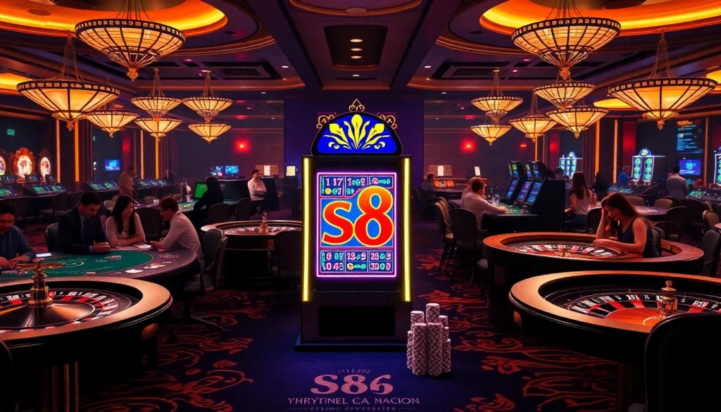 S8 slot machine attracting players in a lively casino atmosphere during an intense game.