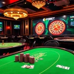 A thrilling P3bet casino scene showcasing poker chips, playing cards, and a spinning roulette wheel.