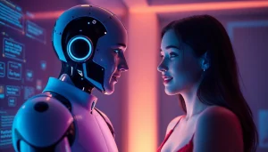 Engaging AI chat sex interaction showcasing emotional connection through digital interface.