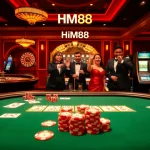 Celebrate wins at HM88’s luxury casino, featuring poker tables, roulette wheels, and vibrant slot machines.