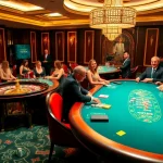 Players enjoying poker and blackjack at 368BET's luxurious casino tables with vibrant chips.
