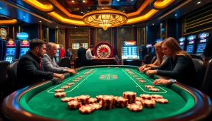 Players engaging in a thrilling poker game at HM88's luxurious casino.