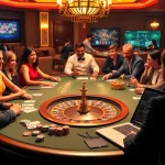 Players enjoying poker and blackjack at F8Bet casino table with colorful chips and cards.