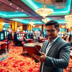 Using the BOT88 TOOL to enhance gaming strategies in a luxurious casino setting.