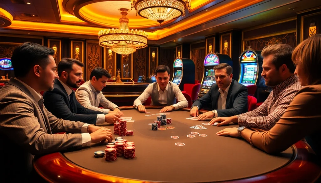 Engage in thrilling games at https://jun88.buzz/ with vibrant casino visuals showcasing poker and roulette.
