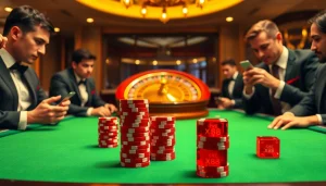 Engaging gamblers at the luxurious XX88 poker table with vibrant chips and dice.