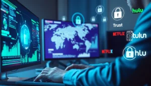 突出全球连接与超高速安全功能的 QuickQ 下载软件界面。