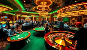 Engage with the thrilling atmosphere of https://f8bet.ventures/ at a vibrant casino table bustling with action.