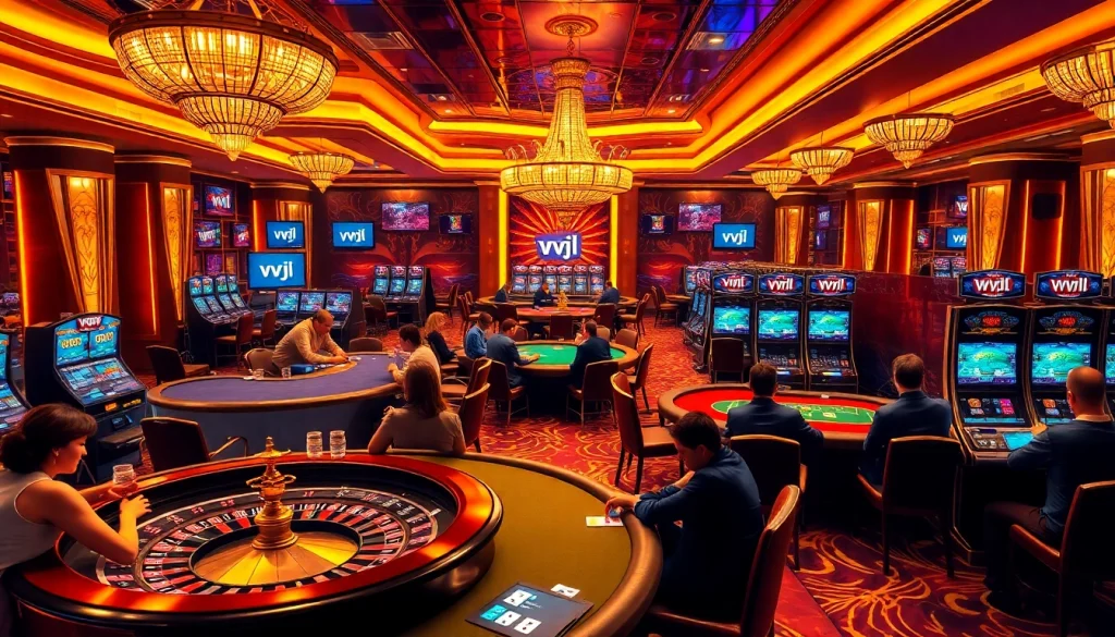 Exciting casino scene featuring players enjoying games with the vvjl online gambling interface.