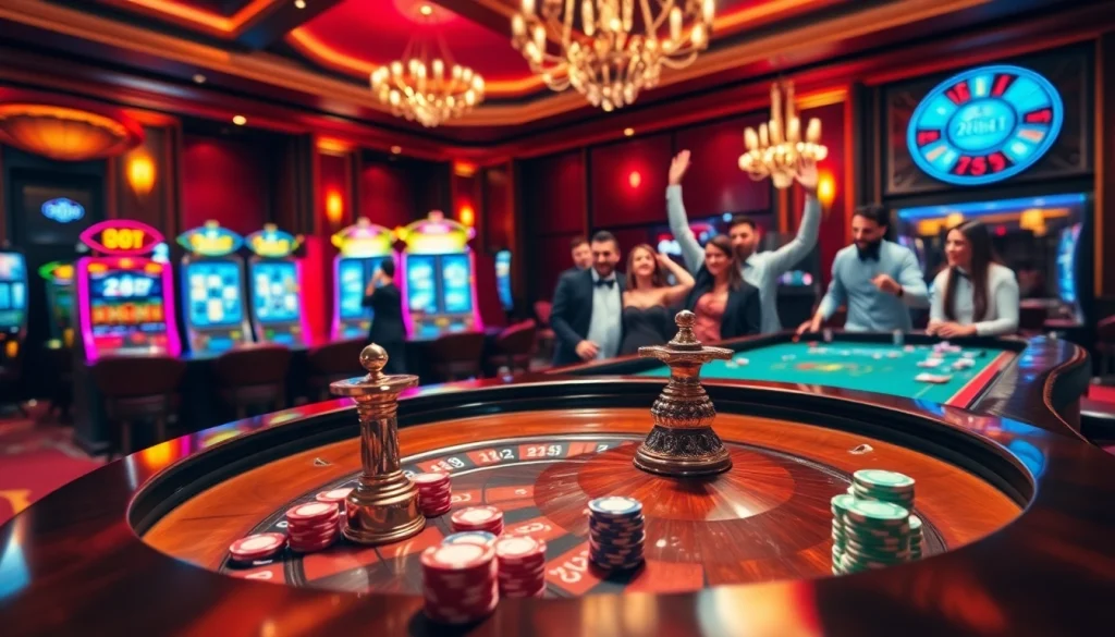 Experience the thrill of 28bet casino with a vibrant roulette table and celebrating players.