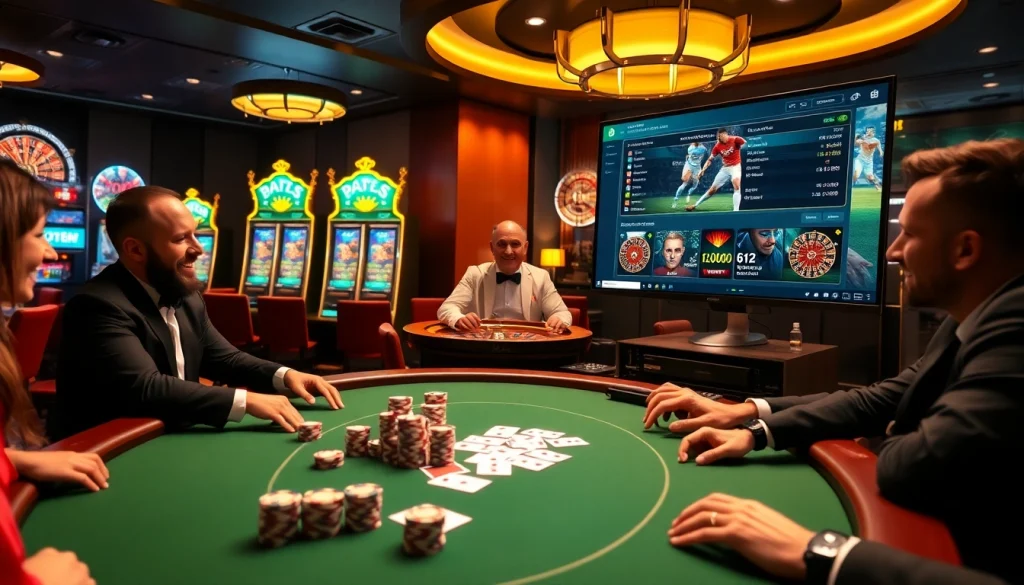 Gamblers strategize at a high-stakes table while exploring https://da88.trading/ for betting options.