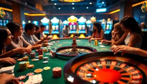 Engage in the excitement of 789club with colorful casino tables and vibrant gaming elements.