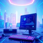 Futuristic digital landscape showcasing advanced 18+ ai technology and holographic data visualizations.