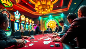 Gambling scene showcasing bạch thủ lô kép strategy with vibrant casino elements.