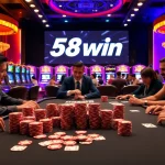 Experience the thrill of 58win in a luxurious casino poker setting.