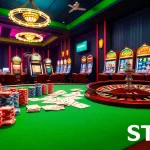 Engage with ST666 casino excitement through vibrant tables, chips, and thrilling slot machines.