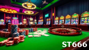 Engage with ST666 casino excitement through vibrant tables, chips, and thrilling slot machines.