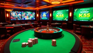 Experience the thrill of Nhà cái KK55 at an upscale casino gaming table.