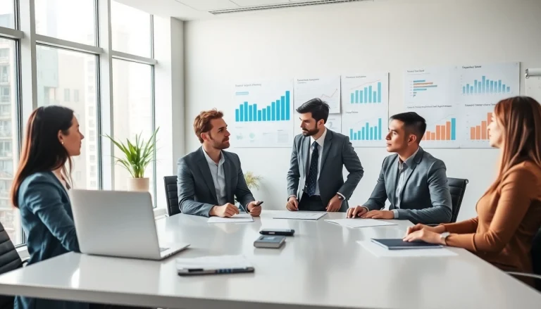 Headhunter Schweiz berät Kunden in einem modernen Büro über Karrieremöglichkeiten.