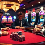 Players engaged in a thrilling game at a vvjl casino table with vibrant chips and a roulette wheel.